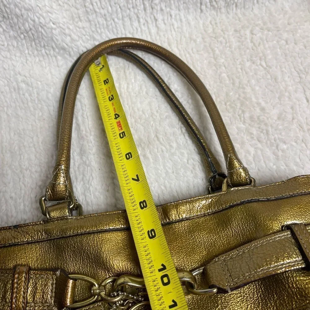 Coach patent leather Metallic Gold Shoulder Bag F15457 with gold tone accents